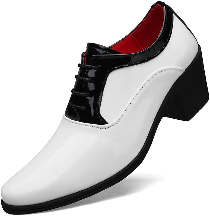 

Мужские оксфорды Santimon с контрастной лакированной кожей и каблуком в стиле Куба для свадьбы, шнуровка, белый
