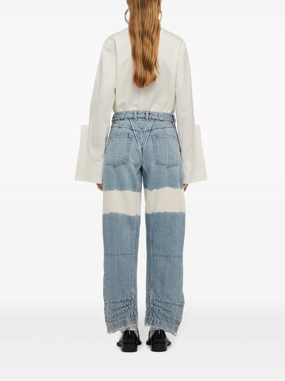 Джинсы в стиле колор-блок с завышенной талией JIL SANDER, синий — фото 3