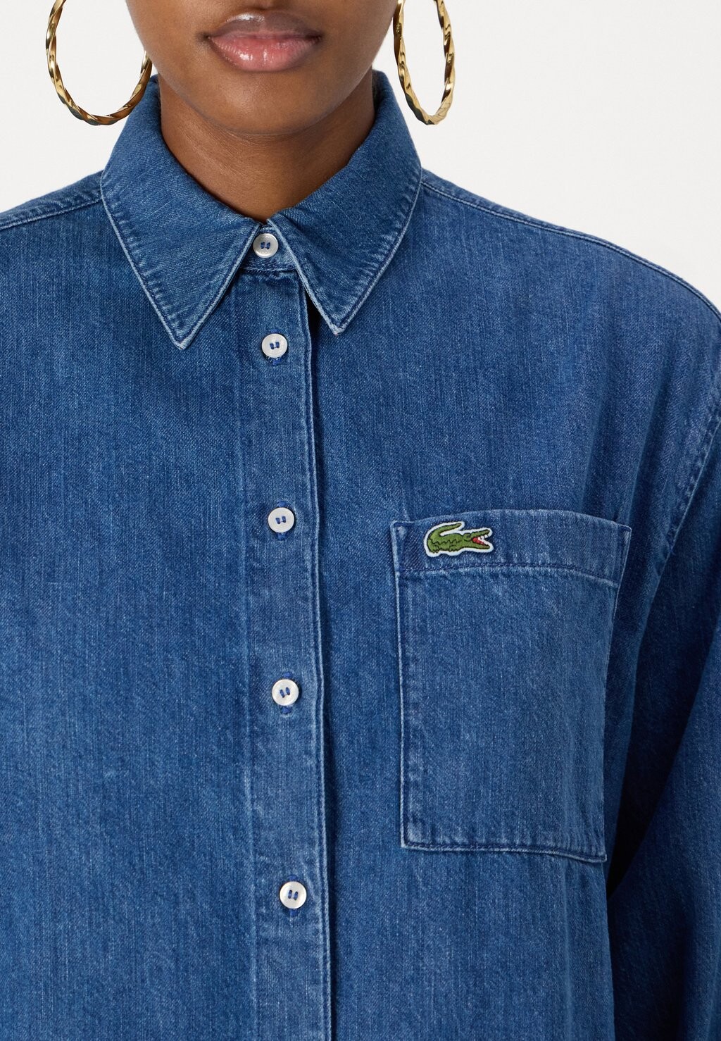 

Рубашка-блузка Lacoste, темно-синий деним