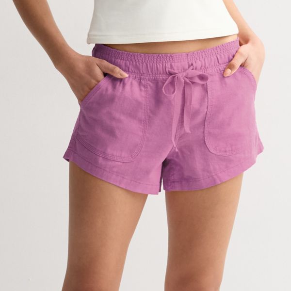 

Детские низкие льняные шорты без застежки So, цвет lavender mauve