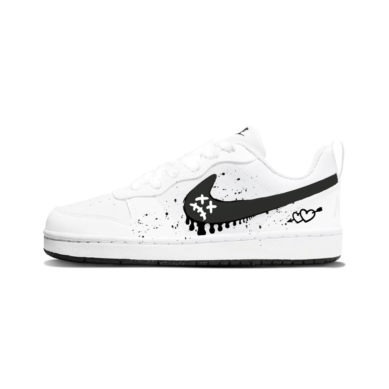 

Nike Court Borough Heartfelt Graffiti Low top Детские скейтерские кроссовки Black White Unisex