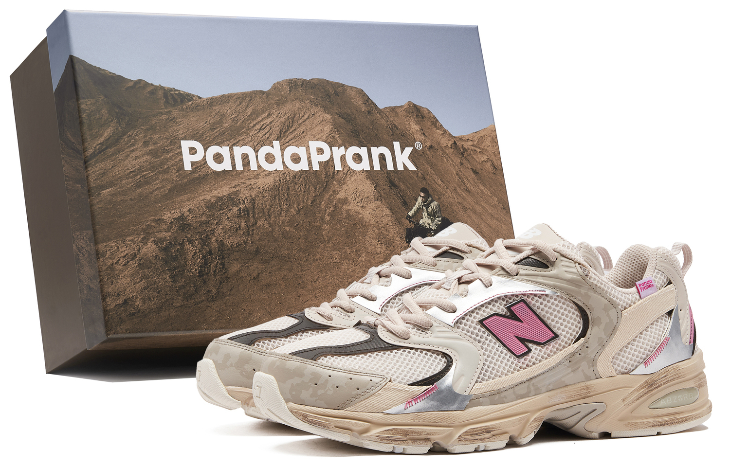 

New Balance Кроссовки для бега NB 530 с противоскользящей подошвой, износостойкие, низкие, унисекс, серо-коричнево-розовые