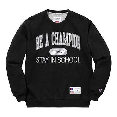 

Толстовка ss18 champion stay in school crewneck black Supreme, черный