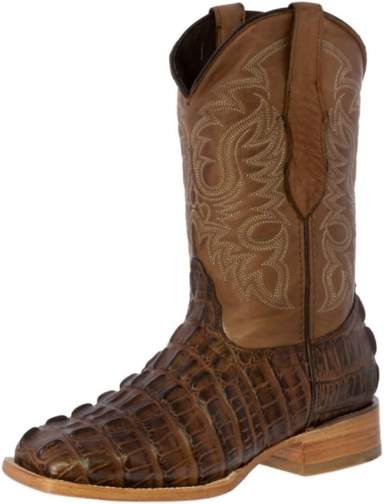 

Мужские коричневые вестерн-сапоги Texas Legacy с кожей и рисунком из крокодилового хвоста, квадратный носок