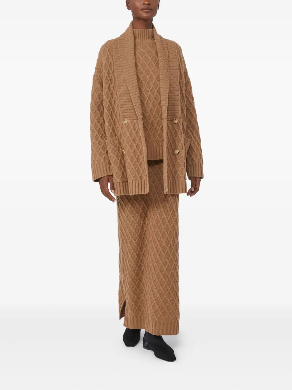 

Свитер с высоким воротом и ромбовидным узором MAX MARA, коричневый
