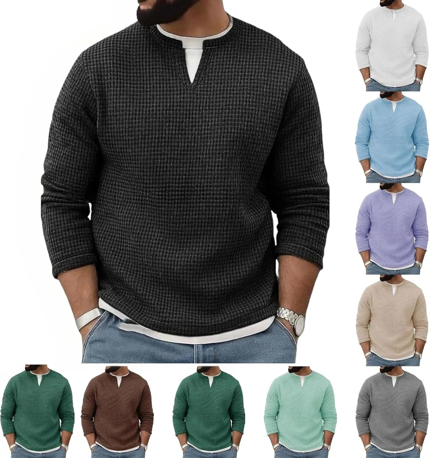 

Мужская термофутболка с длинным рукавом и круглым вырезом, Slim Fit, Heavyweight