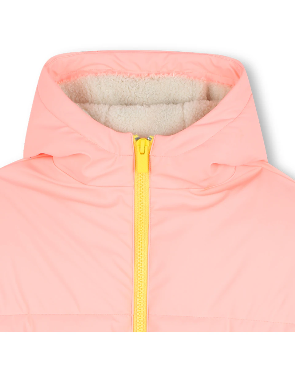 

Детский пуховик для девочки с капюшоном и молнией Billieblush, лососевый
