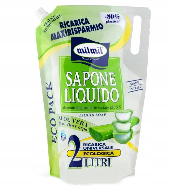 

Milmil, Жидкое мыло, Алоэ Вера, Refill Italia, 2л