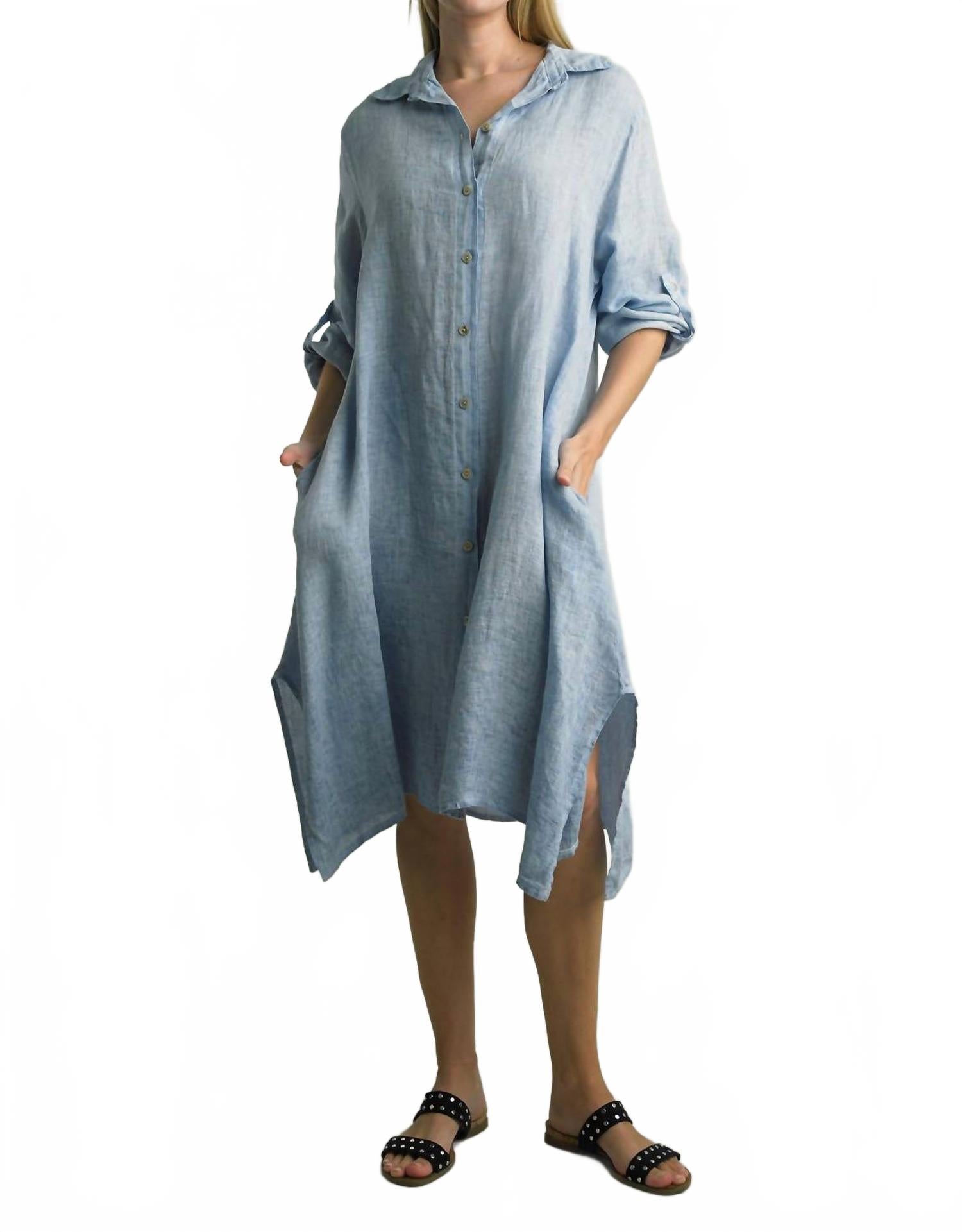 

Платье макси на пуговицах спереди цвета деним Tempo Paris, Denim Blue