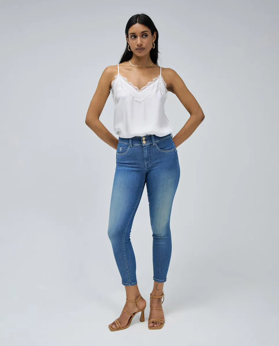 

Укороченные джинсы скинни скинни со средней посадкой и пуш-ин Women's Secret Salsa Jeans, синий