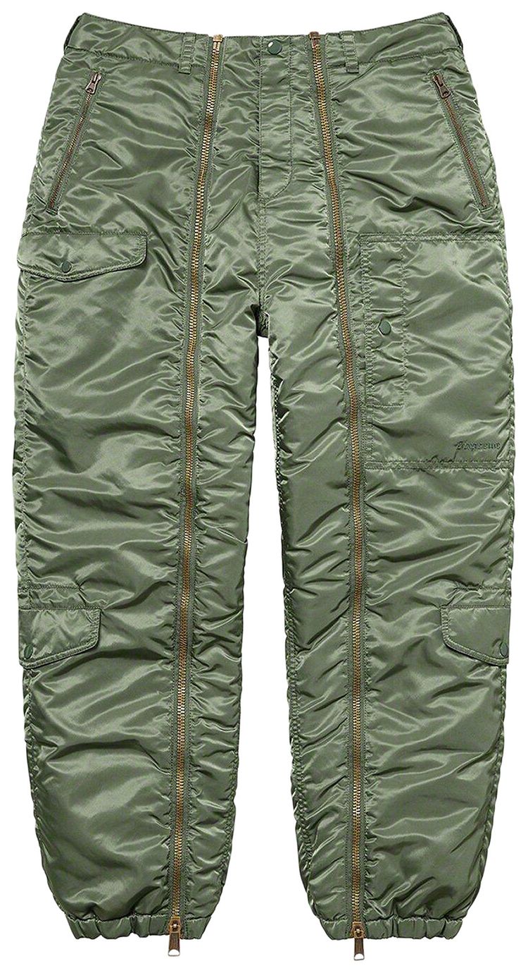 

Нейлоновые летные брюки Supreme цвета «Оливка», зеленый