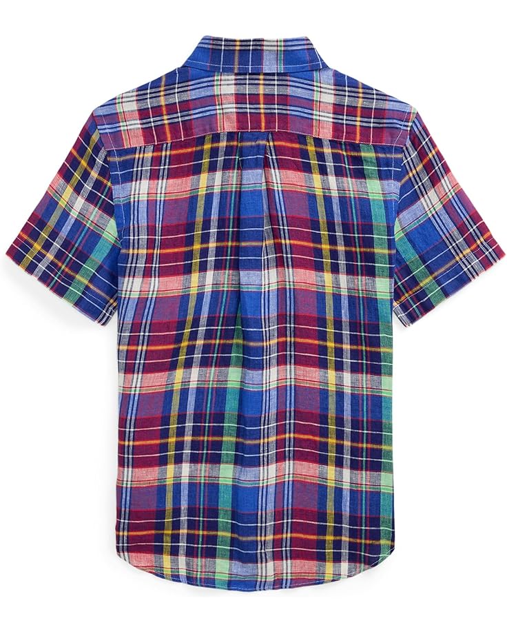 Рубашка Polo Ralph Lauren Kids Plaid Linen Short Sleeve Shirt, цвет Navy/Red Multi — фото 2