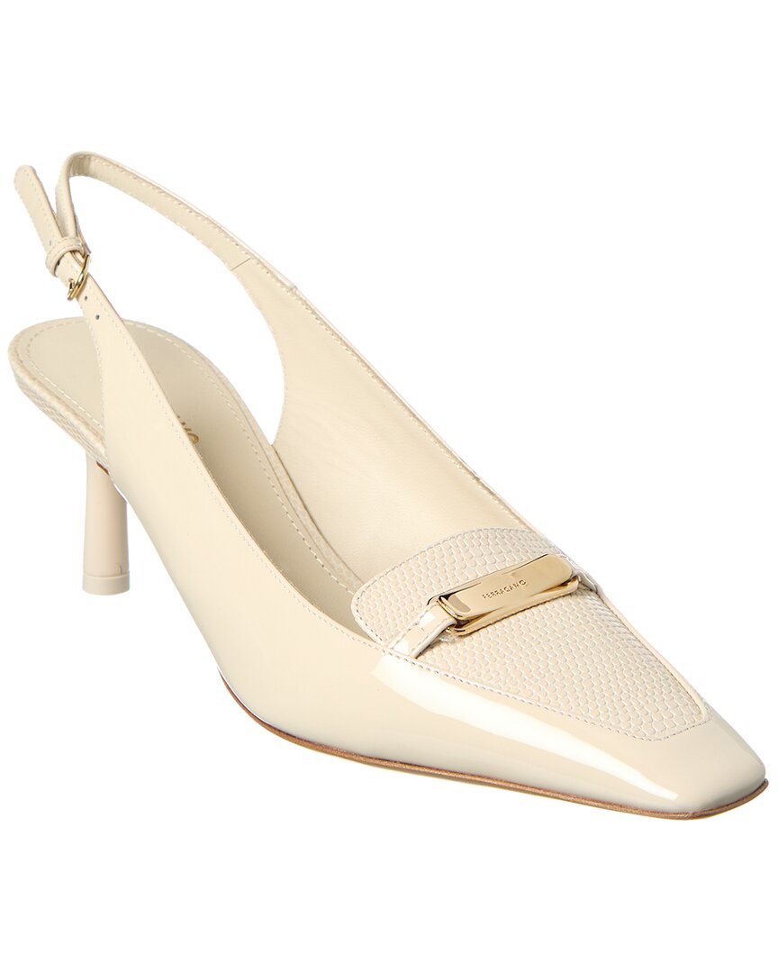 Феррагамо лаковые босоножки на шпильке Salvatore Ferragamo, белый