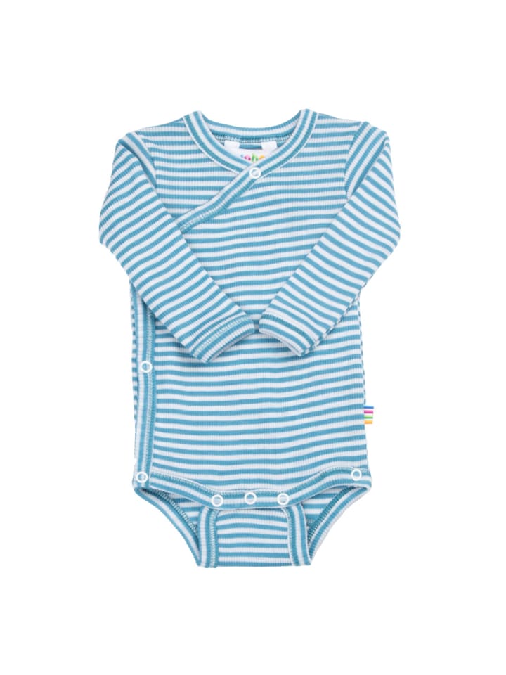 

Joha Боди с длинными рукавами и запахом из мериносовой шерсти/шелка, синего цвета