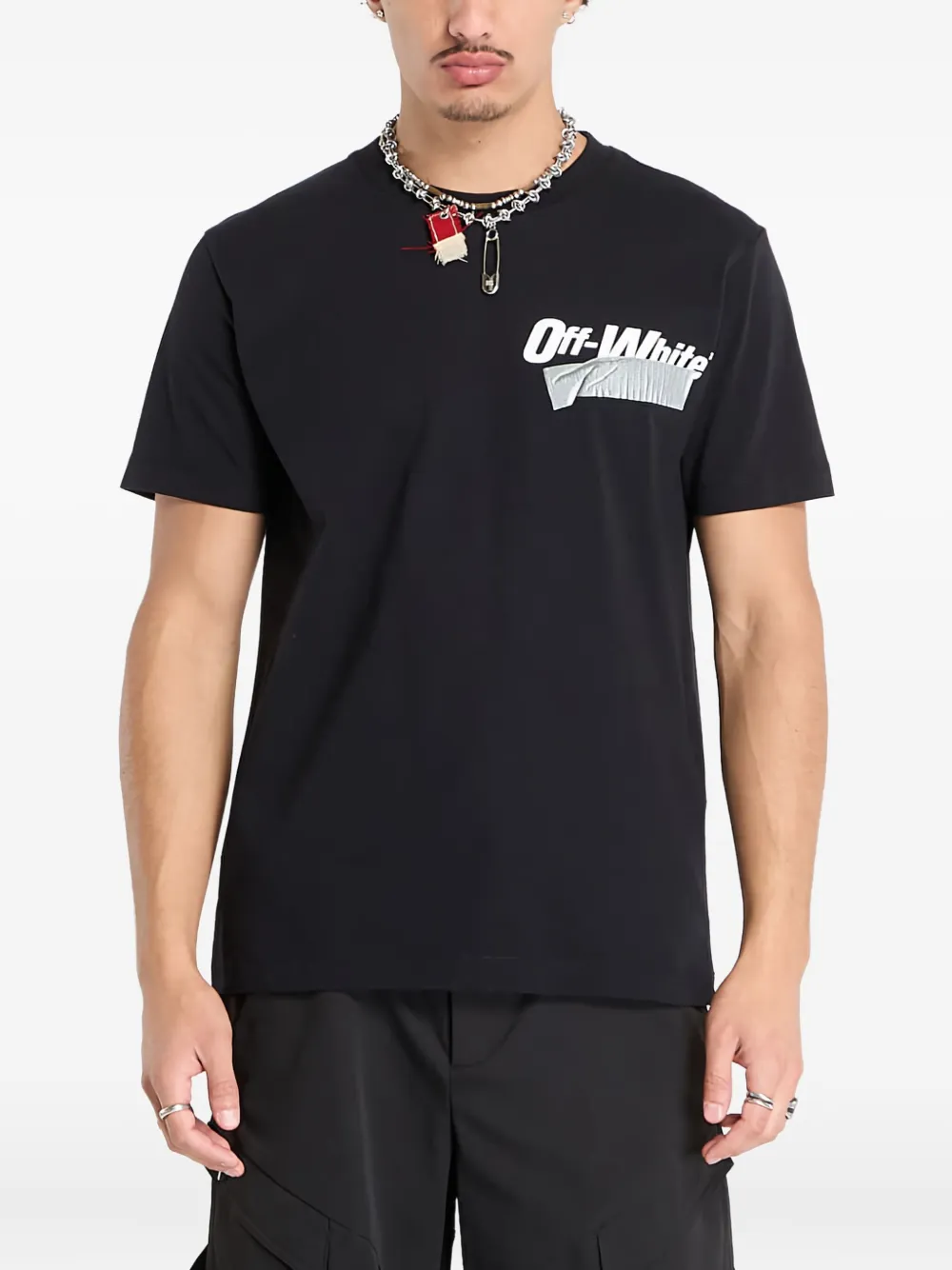 

Футболка с графическим принтом в виде ленты OFF-WHITE, черный