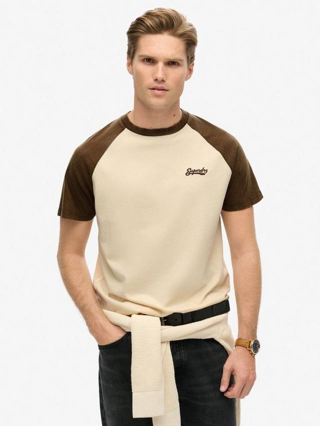 

Бейсбольная футболка с логотипом essential Superdry, цвет Oatmeal/Bracken Brown