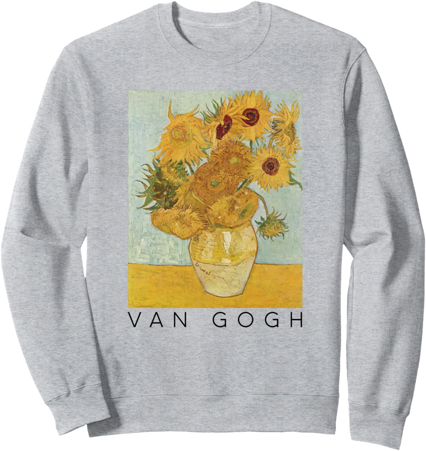

Подарок в виде картины Ван Гога «Подсолнух»: толстовка с изображением Винсента Ван Гога Van Gogh Art Gifts And Sunflower Artwork, серый