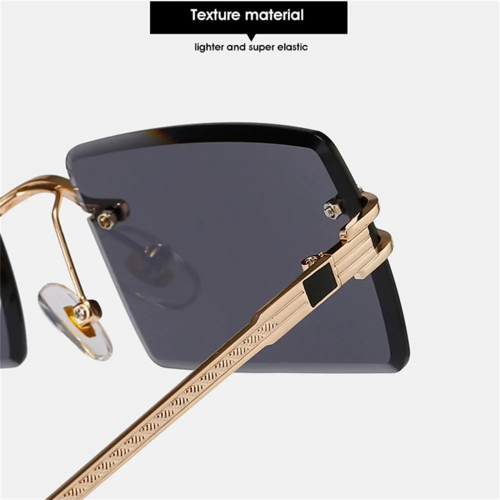 

Солнцезащитные очки без оправы прямоугольной формы для женщин, очки без оправы для мужчин, солнцезащитные очки с защитой от УФ-излучения UV400 LANGSER, Gold Pink