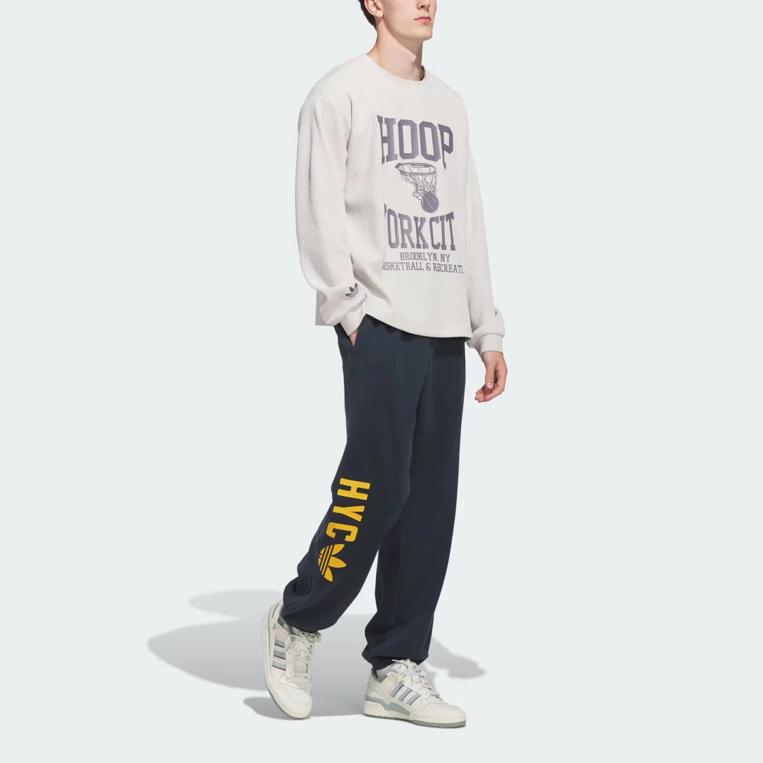 Hoop york city вязаные спортивные штаны unisex Adidas Originals, синий — фото 4