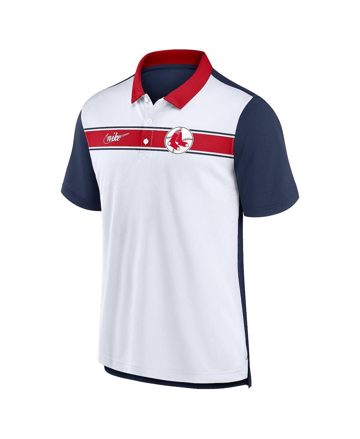 Мужская белая, темно-синяя рубашка-поло в полоску Boston Red Sox Nike — фото 3