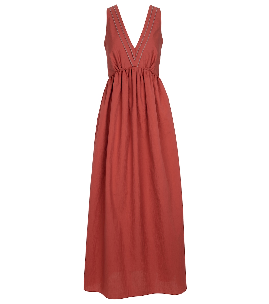 

Платье макси из смесовой хлопковой ткани Brunello Cucinelli, Pomegranate