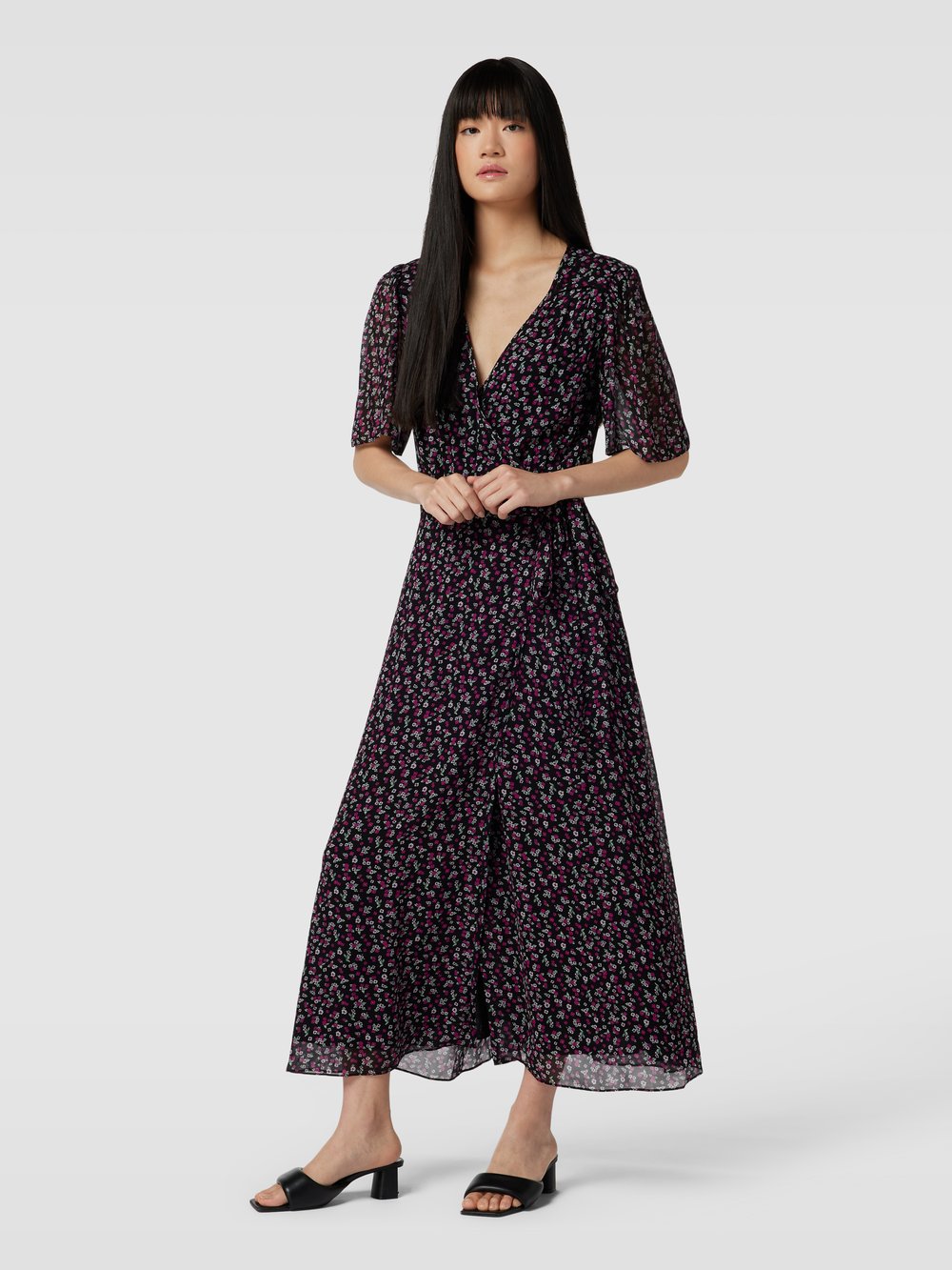 

Платье миди с эффектом запаха THE KOOPLES, черный