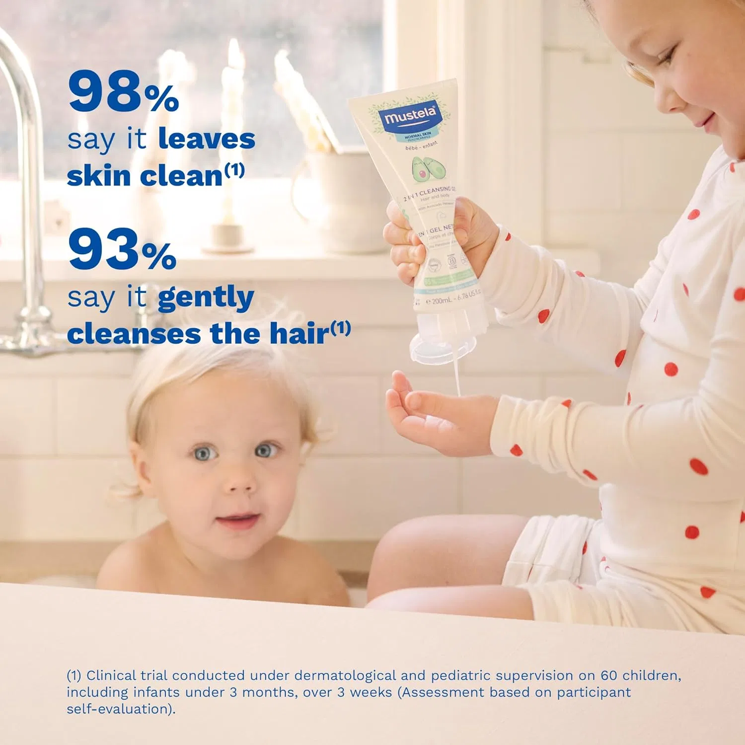 Гель для умывания Mustela — Двухфазный очищающий гель для тела и волос с авокадо, 200 мл — фото 3