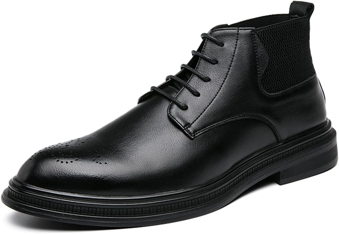 

Мужские ботинки на шнуровке Brogue Oxford, классические кожаные с закрытым носком, ретро стиль, слипоны, повседневные ботинки Chukka и Chelsea, низкий каблук, для бизнеса, работы и ежедневного ношения Aivyfaja, черный