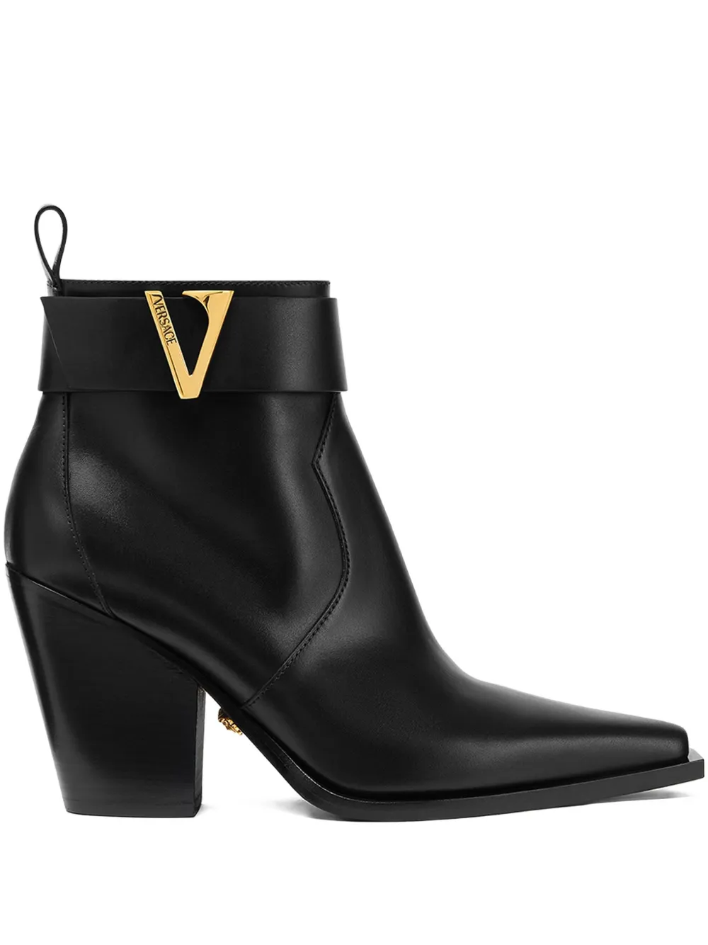 Ботинки с V-образной пряжкой VERSACE, черный