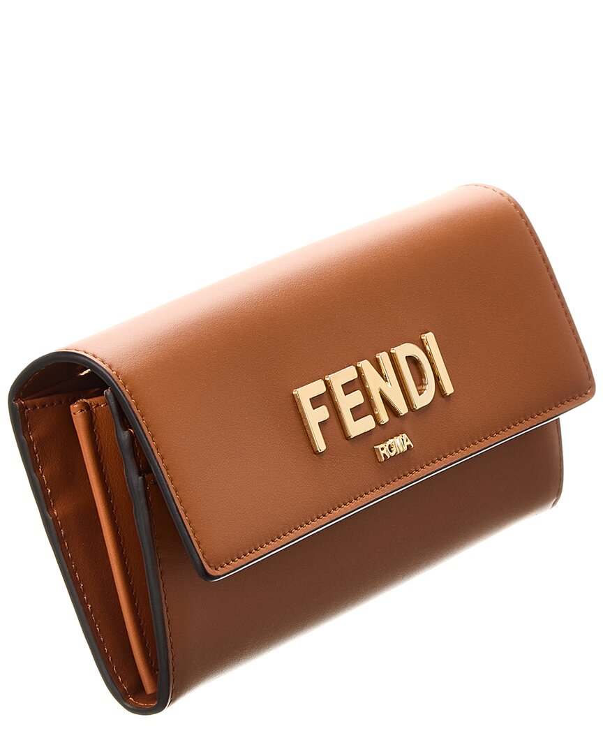 

Кожаный кошелек FENDI FF Continental на цепочке, коричневый