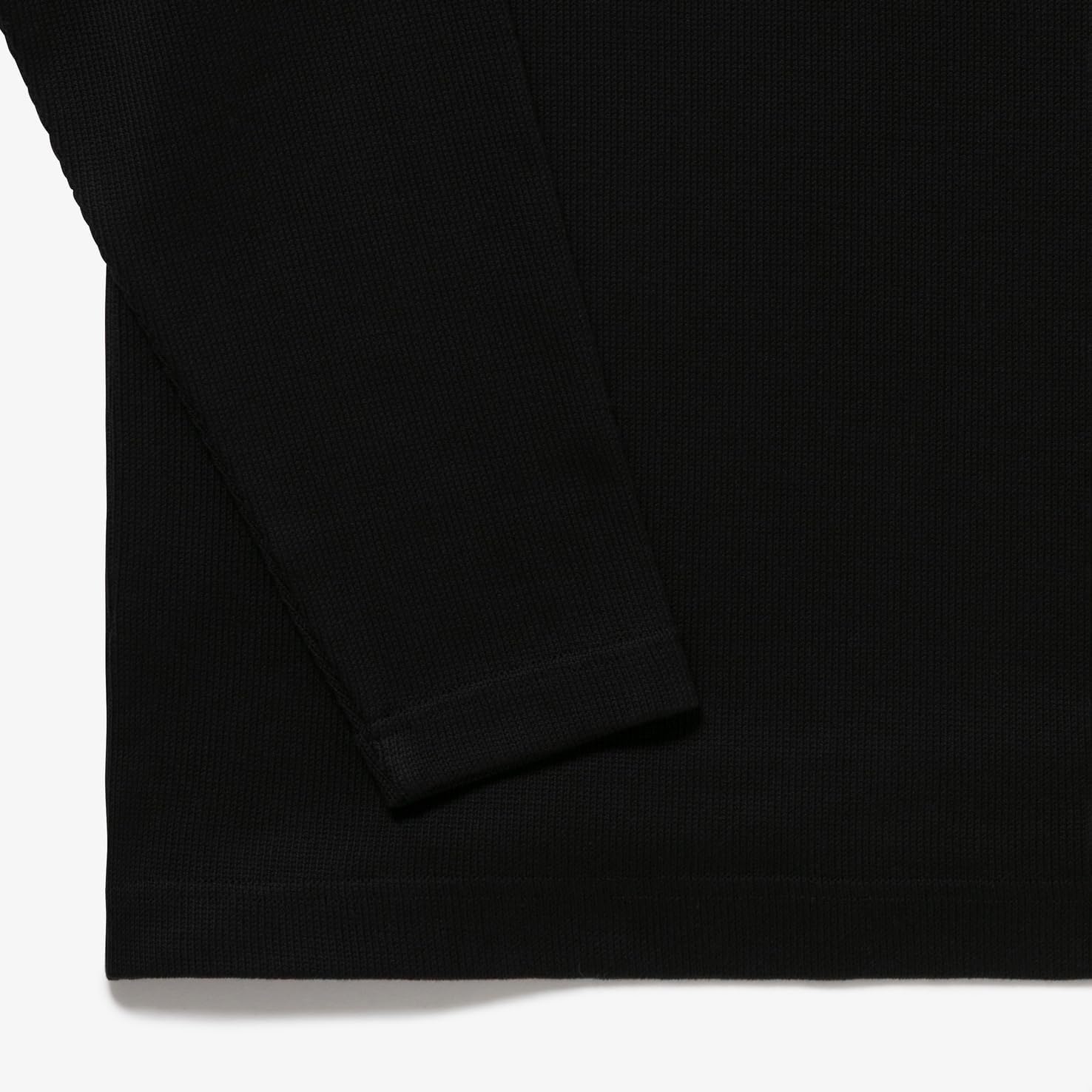 Мужская футболка Lacoste (официальная) из плотного трикотажа с длинным рукавом, черный — фото 4