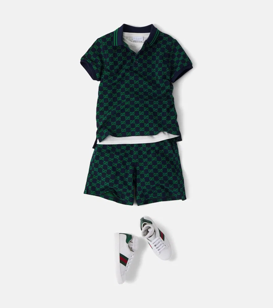 Поло-рубашка GG из хлопкового пике Gucci Kids, зеленый — фото 2