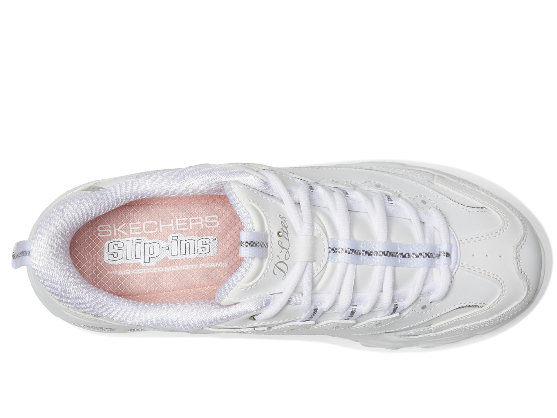 Кроссовки SKECHERS D'Lites Hands Free Slip-INS, цвет White Silver — фото 2
