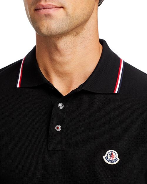 Хлопковая рубашка поло стандартного кроя Moncler, цвет Black — фото 3