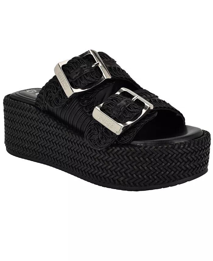 Женские сандалии Binks Two Band Woven Flat Form Slide GUESS, черный
