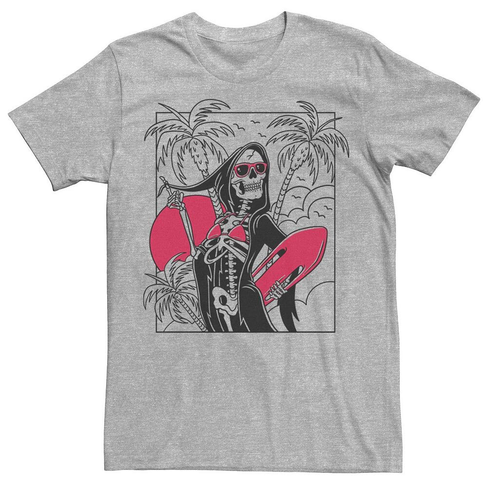 

Мужская футболка Grim Reaper Surfs Up с портретным рисунком Licensed Character, цвет Athletic Heather