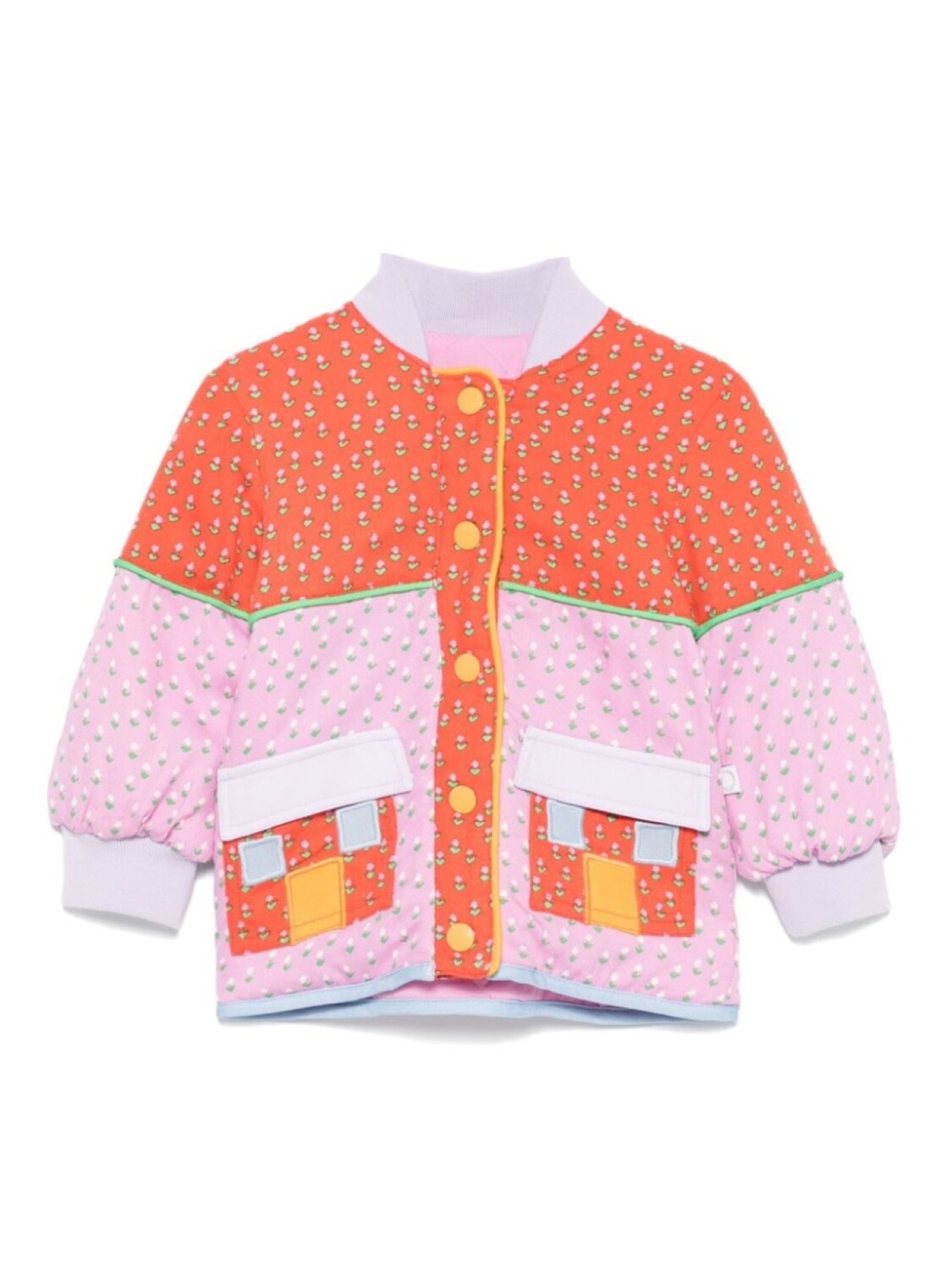 

Stella McCartney Kids пуховик в стиле колор-блок, розовый