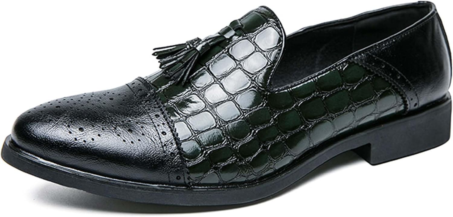 

Мужские пенни-лоферы модные заостренные повседневные деловые туфли, дышащие, противоскользящие, для ходьбы, вождения, работы, униформы, встреч, банкетов, церкви, свадьбы, кожаные туфли Generic, зеленый