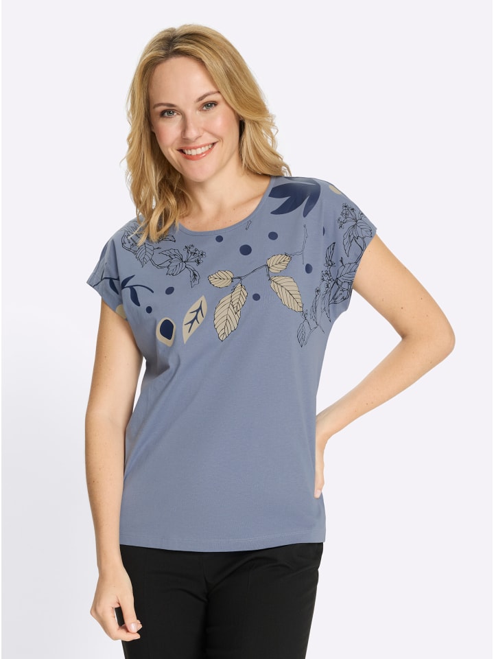 

Рубашка с круглым вырезом в цвете голубой и темно-синий Sieh an!