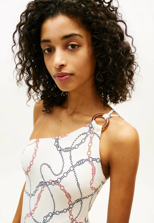 Купальник с принтом под черепаховую скорлупу и кольцом на одно плечо Tommy Hilfiger, Chain Rope Calico — фото 4