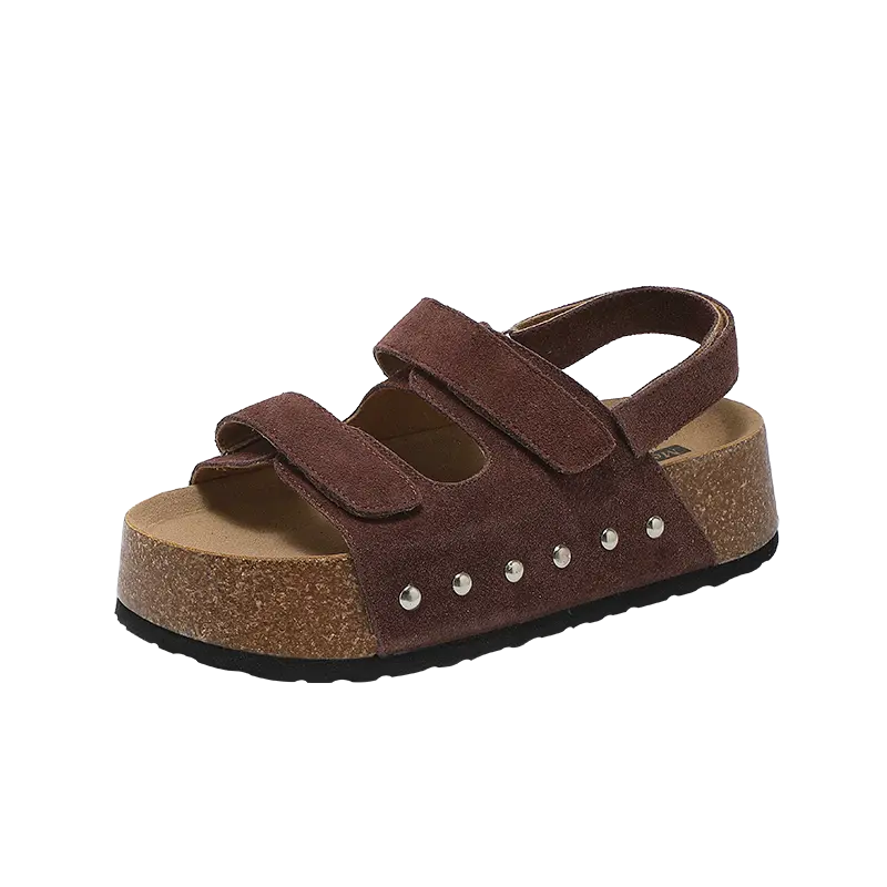 QINGZHUHU Женские сандалии с одной застежкой коричневые, цвет Brown