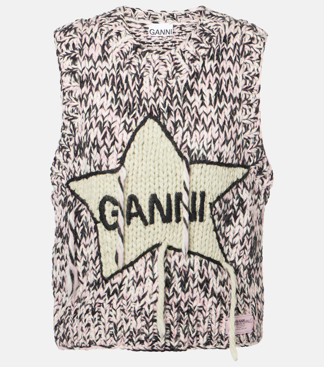 

Шерстяной жилет с логотипом Ganni, Chalk Pink