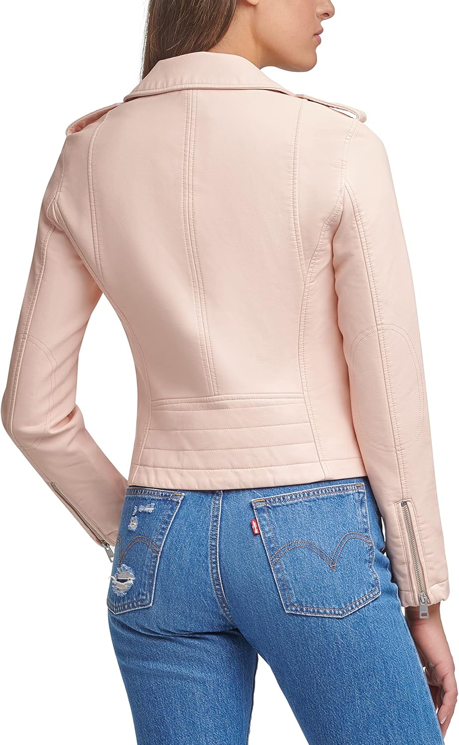 Женская куртка-косуха Levi's классическая кожаная, бледно-розовый — фото 4