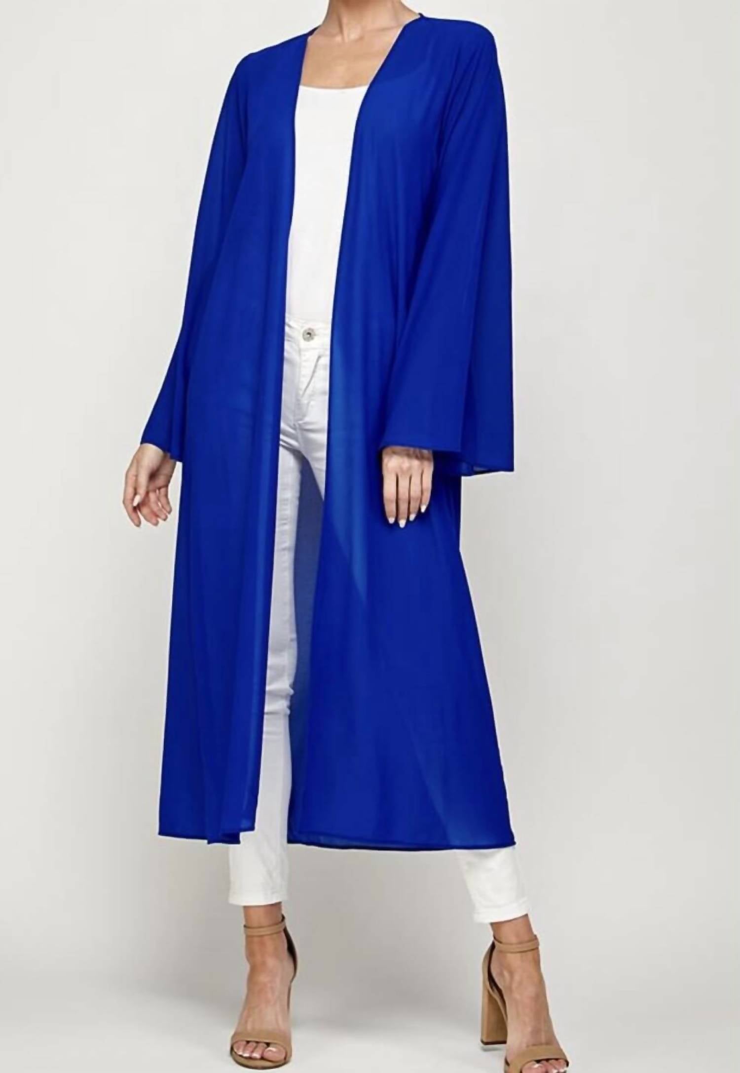 

Открытый длинный кардиган макси синего цвета Caramela, синий