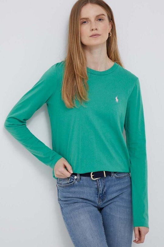 

Хлопковый топ с длинными рукавами Polo Ralph Lauren, зеленый