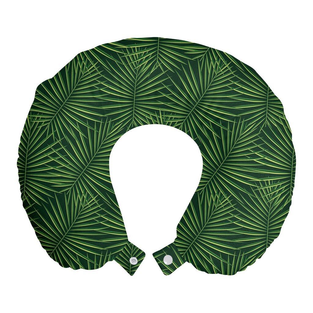 

ABAKUHAUS Jungle Leaves Дорожная подушка для шеи, монохромный пальмовый лист, пенопластовый дорожный предмет для самолета и автомобиля, 30x30 см, зеленое яблоко
