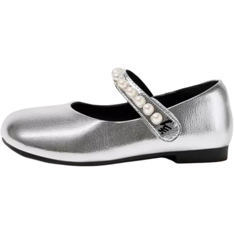 

Детские кожаные туфли Princess Abrasion Resistant Low Top Teenmix, серебро
