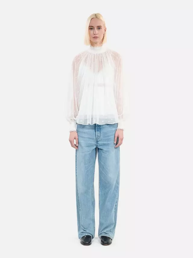 

Топ THE KOOPLES Burnout Ruffle Trim, экрю