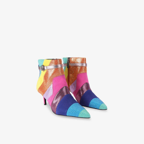 Босоножки замшевые Kurt Geiger London с бантами, розовый / синий — фото 3