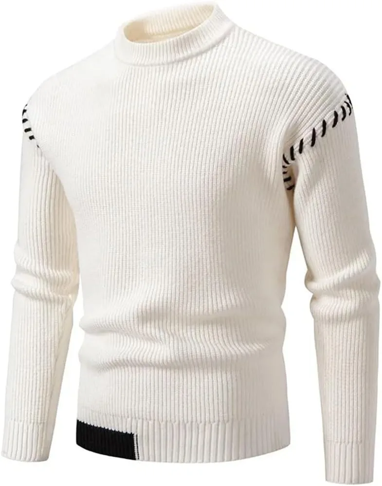 

Мужской вязаный свитер с высоким воротом, зимний, утепленный, однотонный